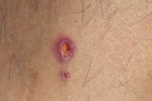 infected wound with granulation tissue